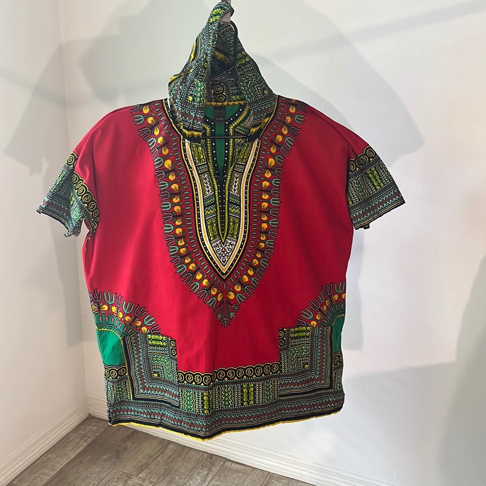 Used African Dashiki hoodie T.I.A one size